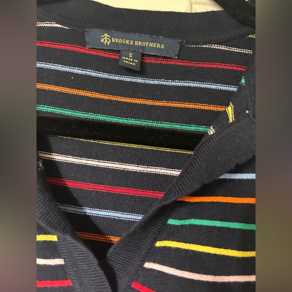 Brooks Brothers rainbow stripe polo shirt dress knit scallop edge women's size S - Picture 5 of 5